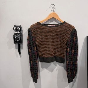 GIL AIMBEZ FOR STATIC-  Vintage Cosby 3D Cable Knit Puff Sleeve Sweater